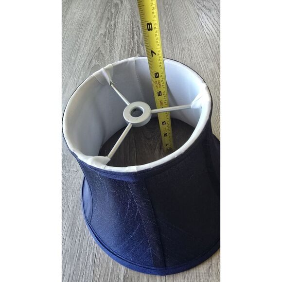 Blue Satin Fabric Lamp Shade Spider Fitter / 6 3/4" Tall Traditional - Picture 2 of 5
